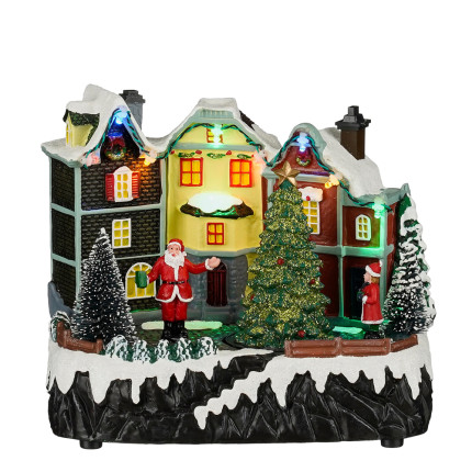 VILLAGGIO NATALIZIO LUMINOSO CON ALBERO LED 20CM
