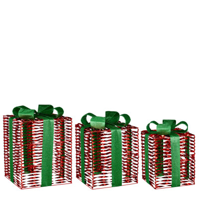 PACCO REGALO DECORATIVO ROSSO CON FIOCCO VERDE