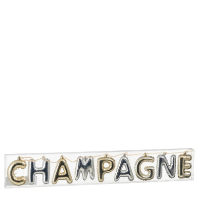 GHIRLANDA SCRITTA CHAMPAGNE ARGENTO E ORO 6CM
