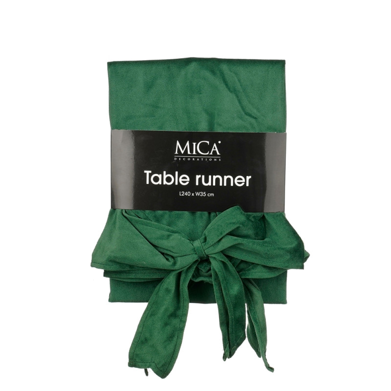RUNNER IN VELLUTO VERDE CON FIOCCO 240CM