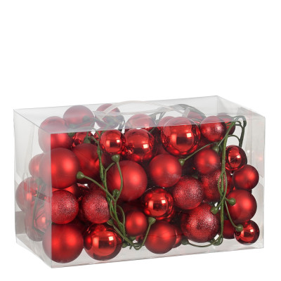 GHIRLANDA  DI SFERE ROSSE OPACHE E LUCIDE 180CM