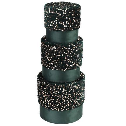Scatola Fashion Tonda Pailettes Verde Scuro