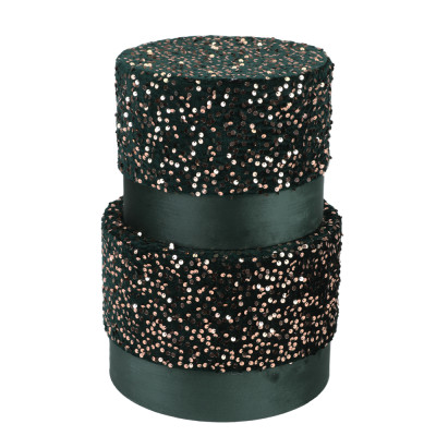 Scatola Fashion Tonda Pailettes Verde Scuro 2