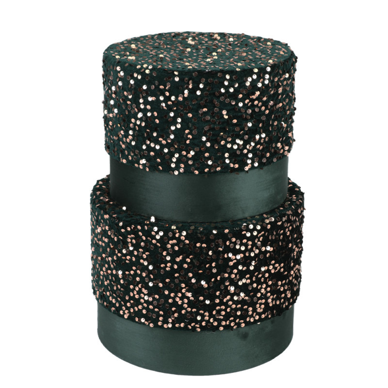 Scatola Fashion Tonda Pailettes Verde Scuro