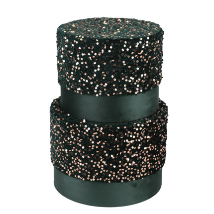 Scatola Fashion Tonda Pailettes Verde Scuro