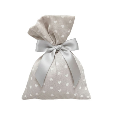 Sacchetto Portaconfetti Parma Grigio con Cuori