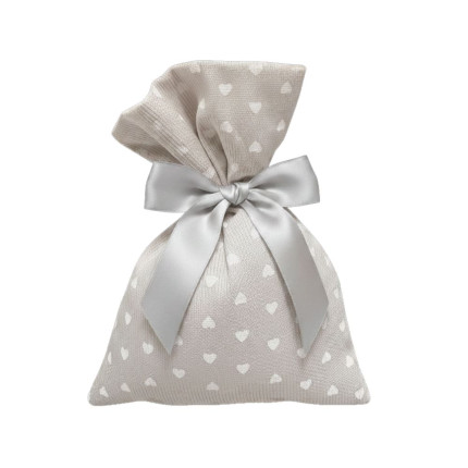 Sacchetto Portaconfetti Parma Grigio con Cuori