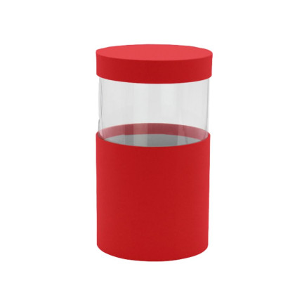 Scatola Cilindro Rossa con Finestra 16cm