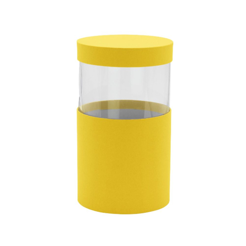 Scatola Cilindro Giallo con Finestra 16cm