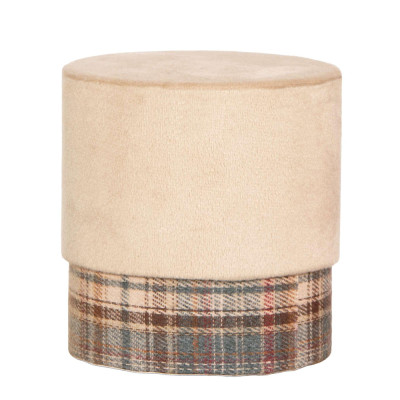 Scatola Tonda in Velluto Tartan Beige 10cm