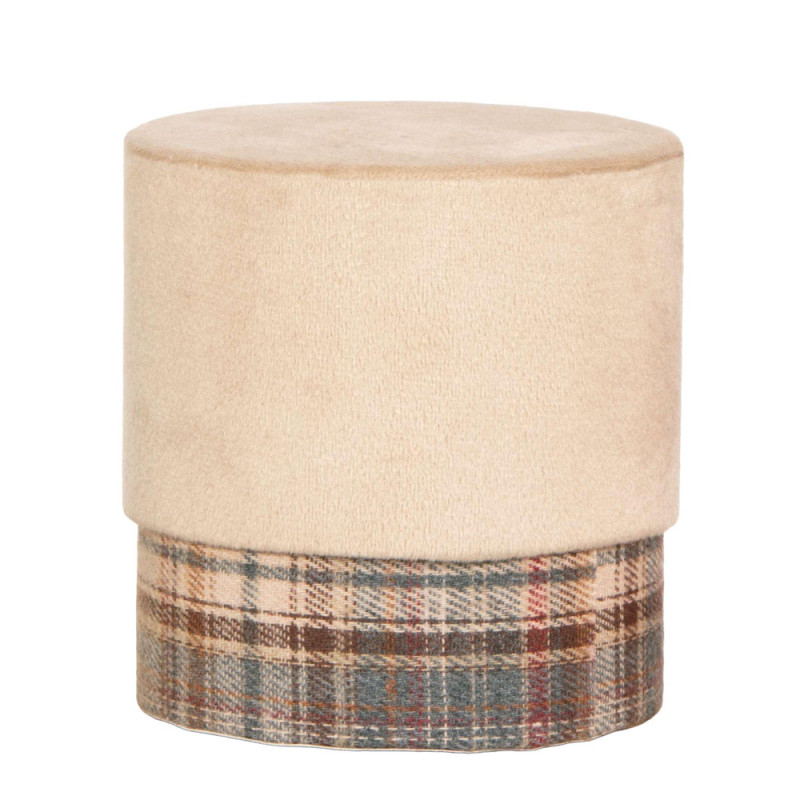 Scatola Tonda in Velluto Tartan Beige 10cm