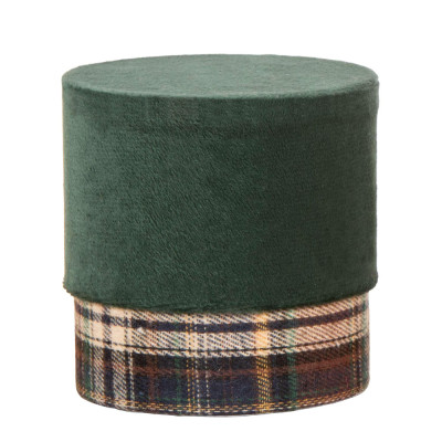 Scatola Tonda in Velluto Tartan Verde 10cm