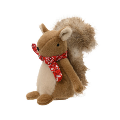 SCOIATTOLO DECORATIVO CON SCIARPA ROSSA 19CM