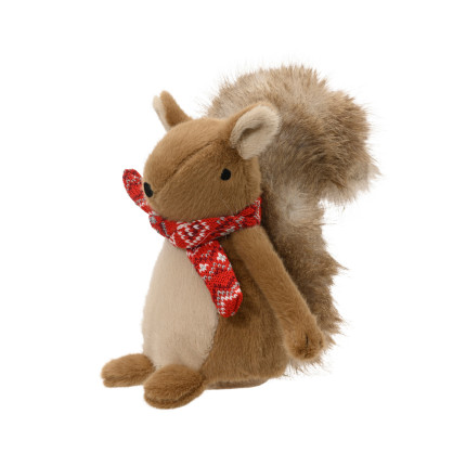 SCOIATTOLO DECORATIVO CON SCIARPA ROSSA 19CM