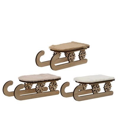SLITTA IN LEGNO E PELLICCIA 29,5CM