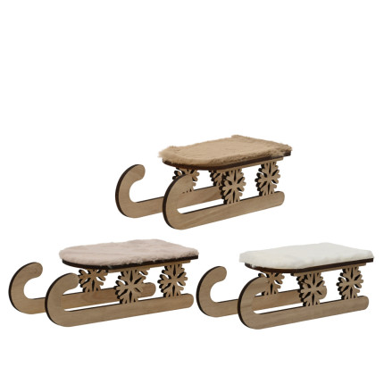 SLITTA IN LEGNO E PELLICCIA 29,5CM
