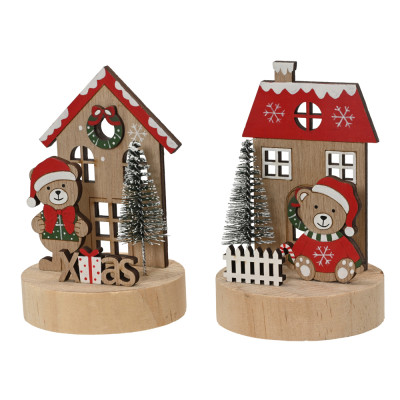 CASETTA N LEGNO CON ORSETTO 12CM