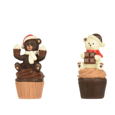 CUPCAKE DECORATIVO IN POLIRESINA CON ORSETTO 12CM