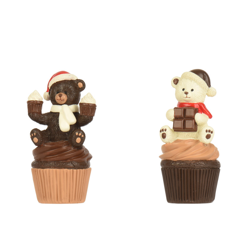 CUPCAKE DECORATIVO IN POLIRESINA CON ORSETTO 12CM
