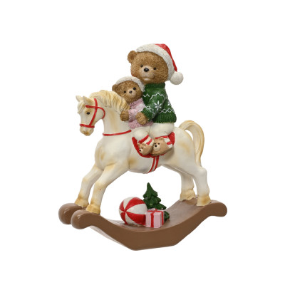 CAVALLO A DONDOLO NATALIZIO CON ORSETTI 19CM