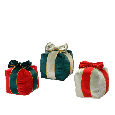 PACCO REGALO DECORATIVO IN VELLUTO CON FIOCCO 38CM