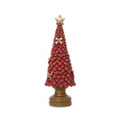 Albero Decorativo In Poliresina Rosso Con Fiocchi Oro