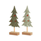 ALBERELLO DECORATIVO IN FELTRO VERDE CON POMPON ROSSI 25CM