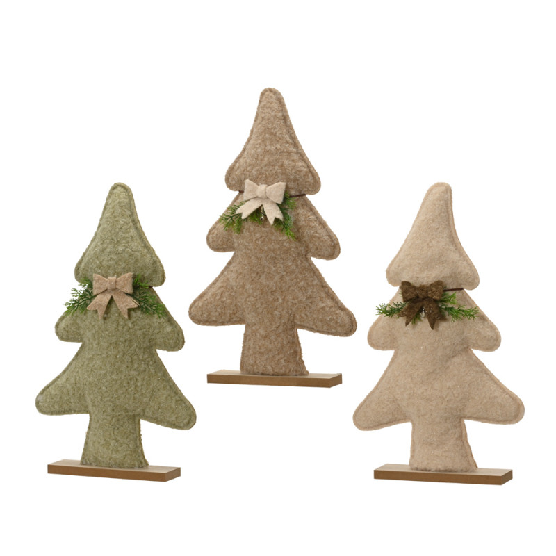 ALBERELLO DECORATIVO CON FIOCCO E BASE IN LEGNO 23CM