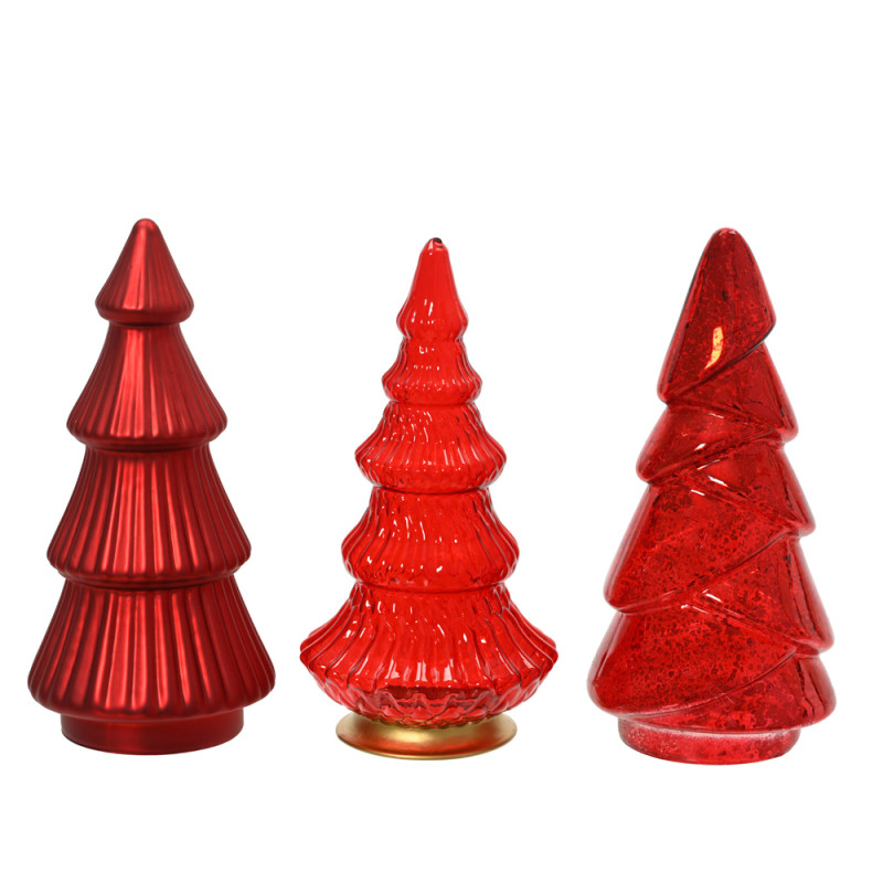 ALBERELLO DECORATIVO IN VETRO ROSSO 17,5CM