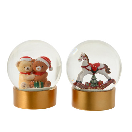 SNOW GLOBE NATALIZIO IN VETRO CON BASE ORO 13,3CM