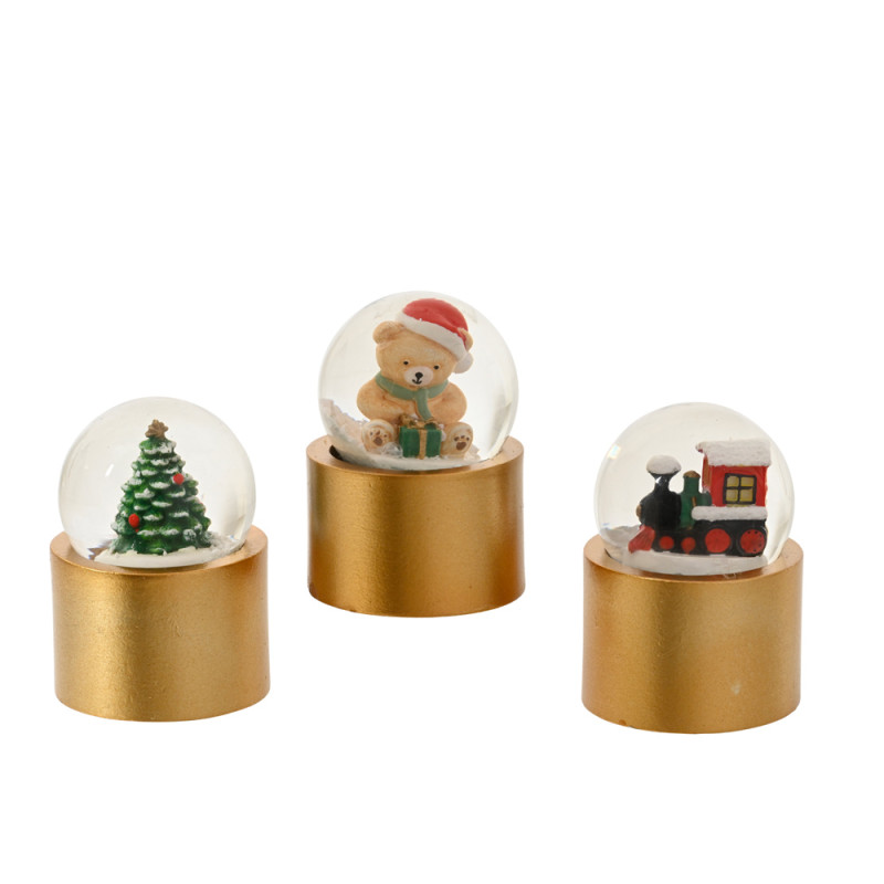 BOULE A NEIGE NATALIZIA CON BASE ORO 6CM