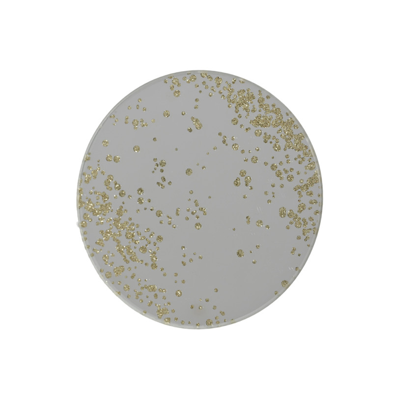 PIATTO TONDO IN VETRO CON GLITTER 10CM