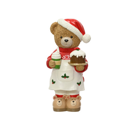 ORSO DECORATIVO IN POLIRESINA CON TORTINA 57CM