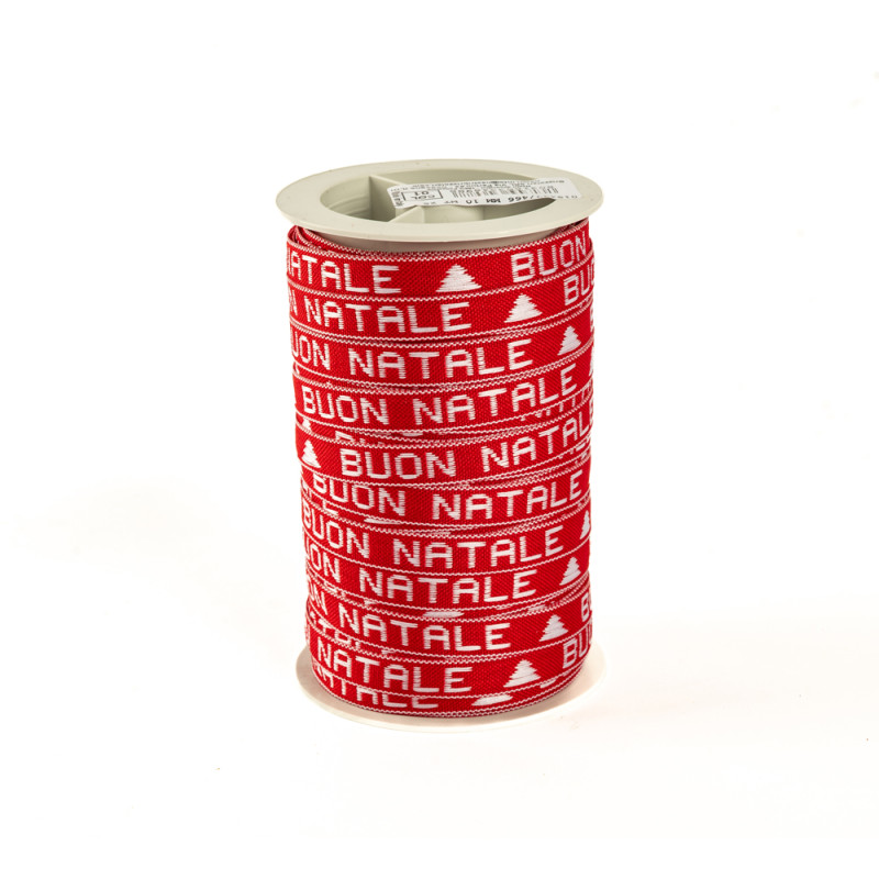 Nastro in Tela Buon Natale rosso