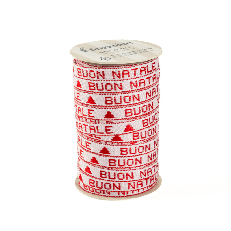 Nastro in Tela Buon Natale bianco