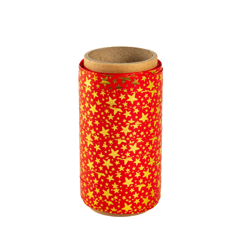 Nastro Carta Polipropilene rosso con Stelle Oro
