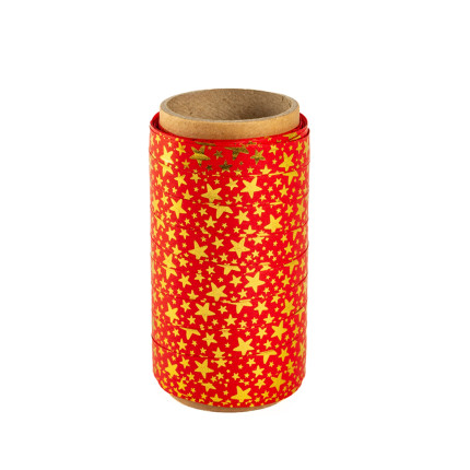 Nastro Carta Polipropilene rosso con Stelle Oro