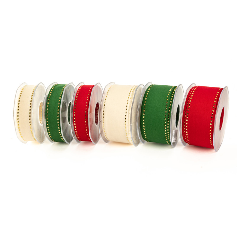 Nastro in Cotone con Impuntura Oro