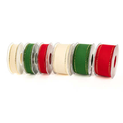 Nastro in Cotone con Impuntura Oro