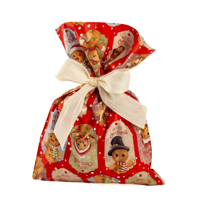 Buste Regalo Gingerbread in Polipropilene Rosso
