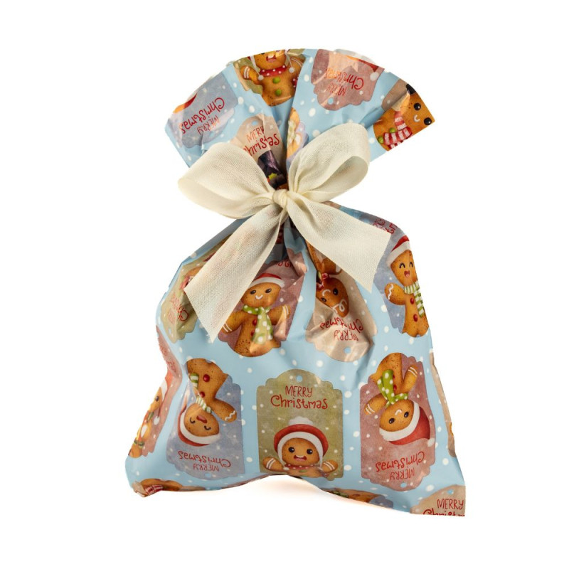 Buste Regalo Gingerbread in Polipropilene Azzurro