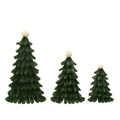 Alberello Decorativo in Ciniglia Verde con Pompon 26cm