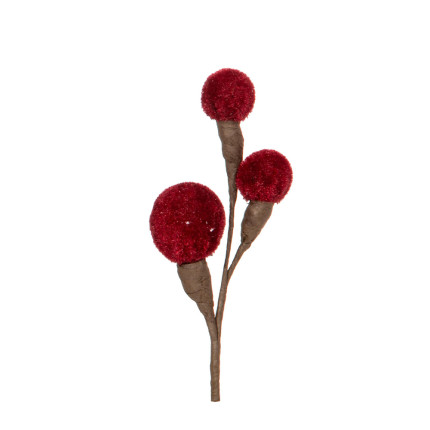Pick con 3 Bacche in Velluto Bordeaux 10cm
