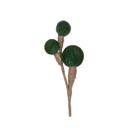 Pick con 3 Bacche in Velluto Verde 10cm