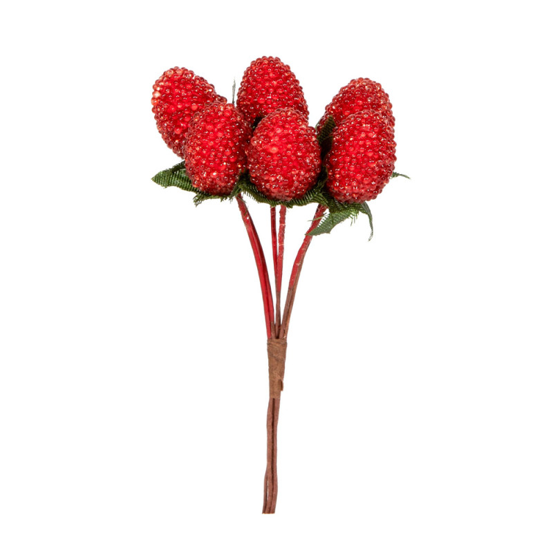 Pick con 6 Fragole Rosse 10cm