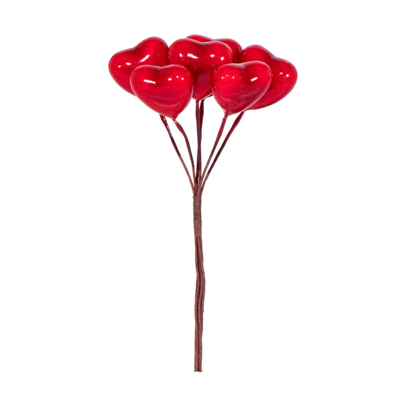 Pick con 6 Cuoricini Rossi 10cm