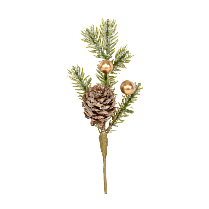 Pick con Pigna e Bacche Oro 15cm