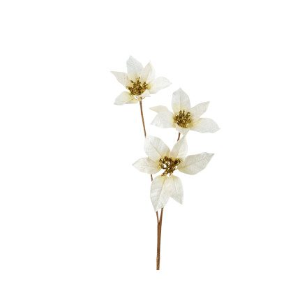 RAMO DECORATIVO CON STELLE DI NATALE CREMA 60CM