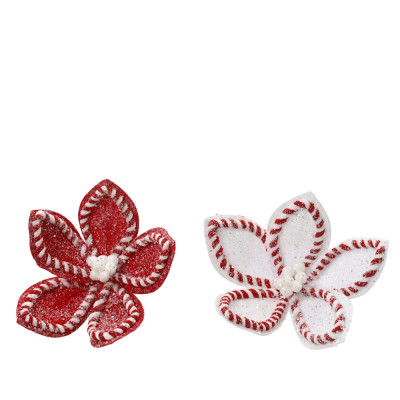 CLIP STELLA NATALE IN VELLUTO CON GLITTER 23CM