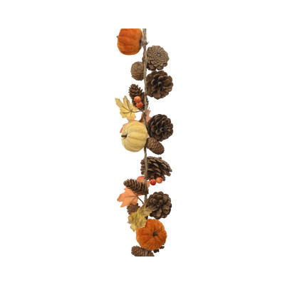 GHIRLANDA AUTUNNALE CON ZUCCHE IN VELLUTO 150CM